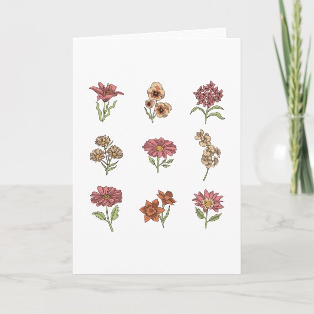 Carte Fleurs sauvages Fleurs vintage Botanique (Devant)