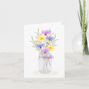 Carte Fleurs sauvages Mason Jar Vase Toute Occasion Salu