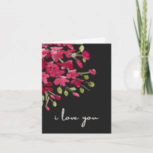 Carte Fleurs sauvages rouges aquarelle romantiques "Je t