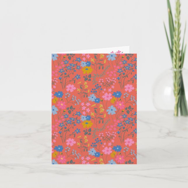 Carte Fleurs sauvages rouges Boho modernes (Devant)