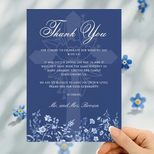 Carte Fleurs sauvages sur Remerciement de mariage Bleu F