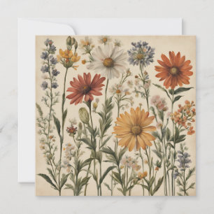 Carte Fleurs sauvages vintage