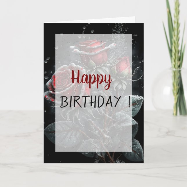 Carte Fleurs Sombres Gouttes Gothique Anniversaire (Devant)