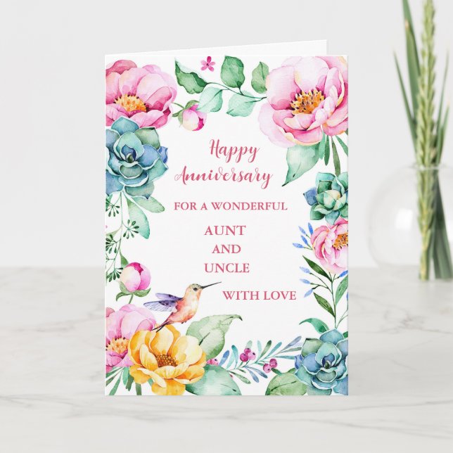 Carte Fleurs Tante et Oncle Anniversaire (Devant)
