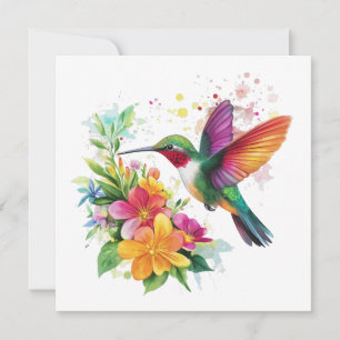 Carte Fleurs tropicales des colibris