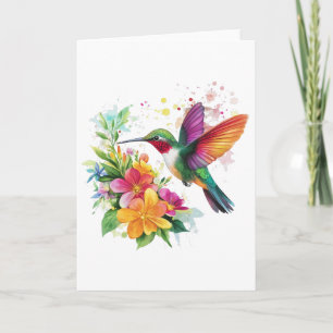 Carte Fleurs tropicales des colibris
