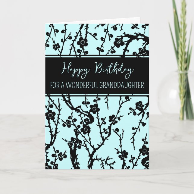 Carte Fleurs Turquoise Grand-fille Anniversaire (Devant)
