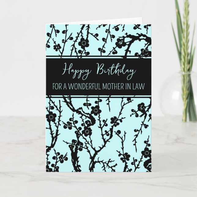Carte Fleurs turquoise Mère en droit Anniversaire (Devant)