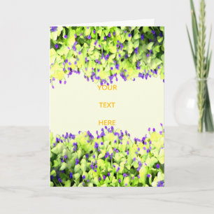 Carte fleurs vertes et violettes
