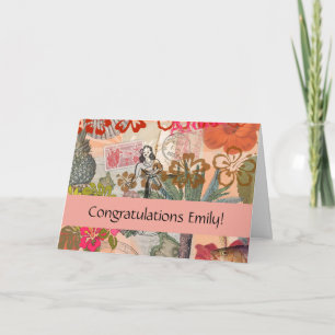 Carte Fleurs vintages Hula Colorful Hawaiian Tropical