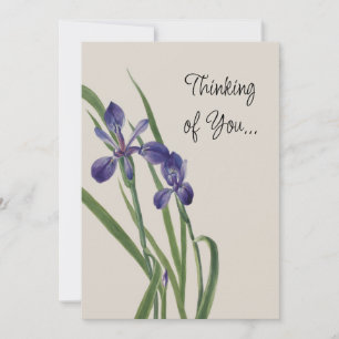 Carte Fleurs vintages Iris Aquarelle Botanique Note