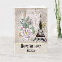 Fleurs vintages, Tour Eiffel et anniversaire de Bu