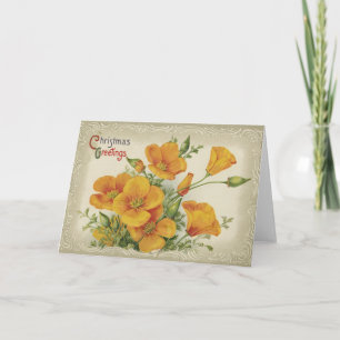 Carte Fleurs vintages voeux de Noël