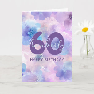 Carte Fleurs violettes 60e anniversaire Salutation