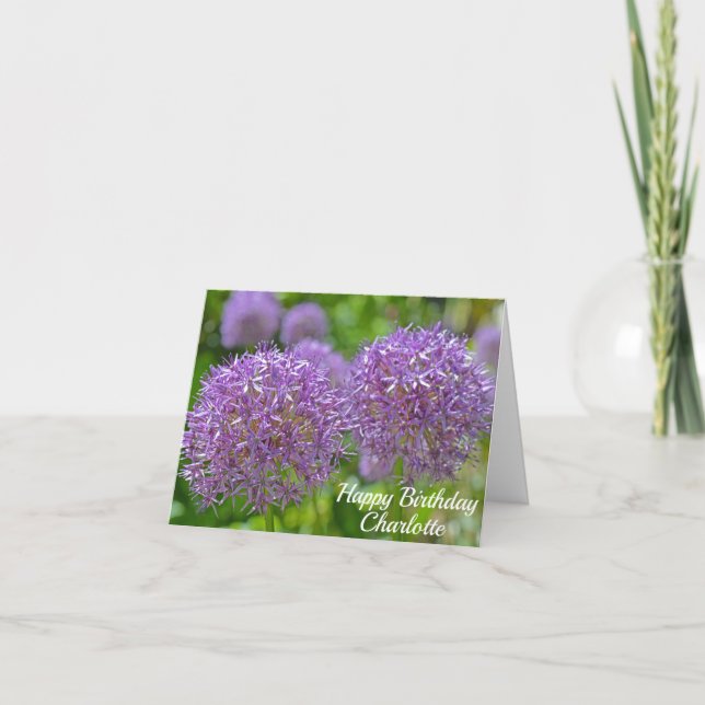 Carte Fleurs violettes Allium Joyeux Anniversaire (Devant)