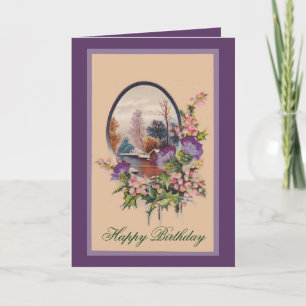 Carte Fleurs violettes et Holly