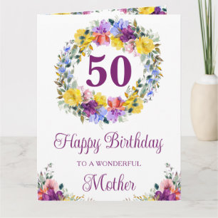 Carte Fleurs violettes et jaunes à l'aquarelle pour anni