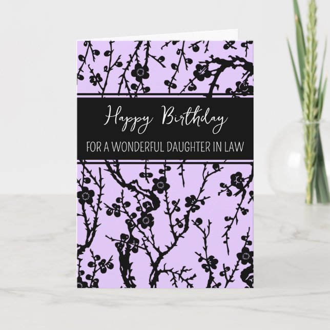 Carte Fleurs violettes Fille en droit Anniversaire (Devant)