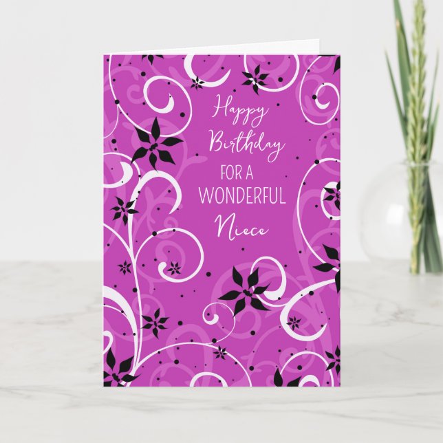 Carte Fleurs violettes nièce Anniversaire (Devant)