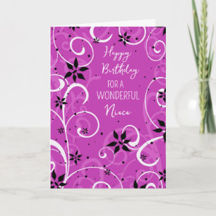 Carte Fleurs violettes nièce Anniversaire