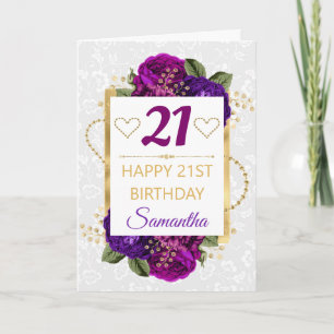 Carte Fleurs violettes profondes et Anniversaire en feui