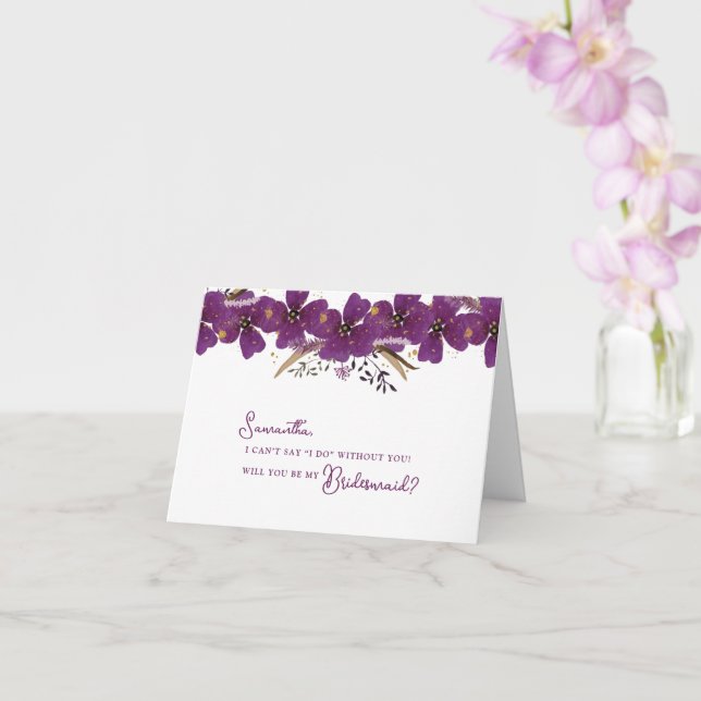 Carte Fleurs Violettes Serez-Vous Ma Proposition De Femm (Orchidée)
