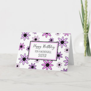 Carte Fleurs violettes Soeur Anniversaire