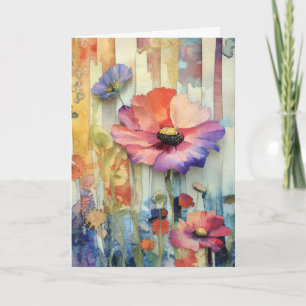 Carte Fleurs Whimsical Quirky Type De Pavot Bonjour Plié