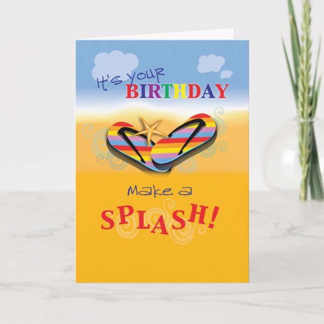 Carte Flip Flops Beach Anniversaire (Devant)