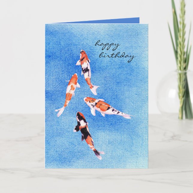 Carte Floating Koi blue Birthday Card (Devant)