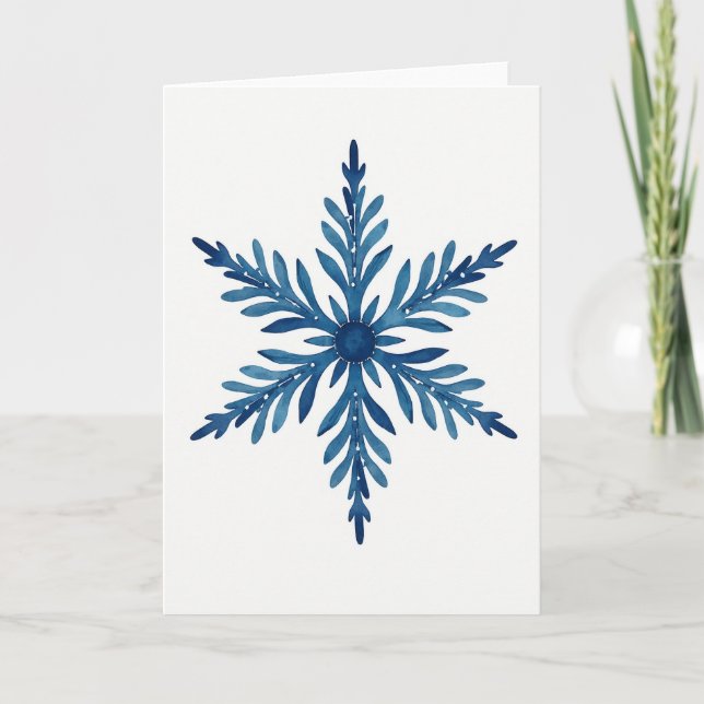 Carte flocon de neige aquarelle bleue (Devant)