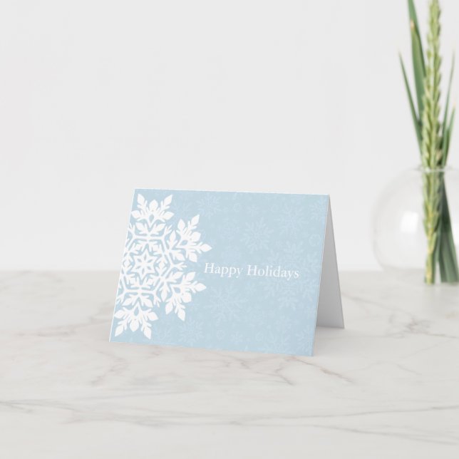 Carte Flocon de neige blanc élégant (bleu givré) (Devant)