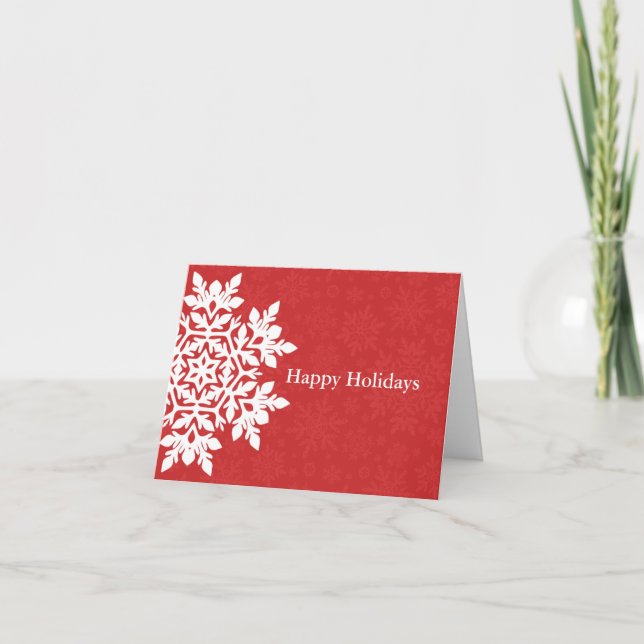 Carte Flocon de neige blanc élégant (Cranberry) (Devant)