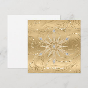 Carte Flocon de Neige Diamant Pailleté Or Luxe