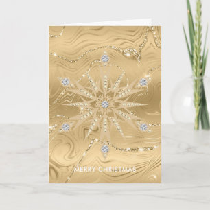 Carte Flocon de Neige Diamant Pailleté Or Luxe
