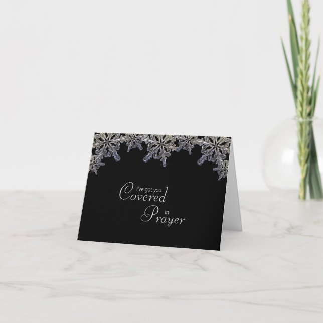 Carte Flocon de neige en cristal noir et blanc couvert d (Devant)