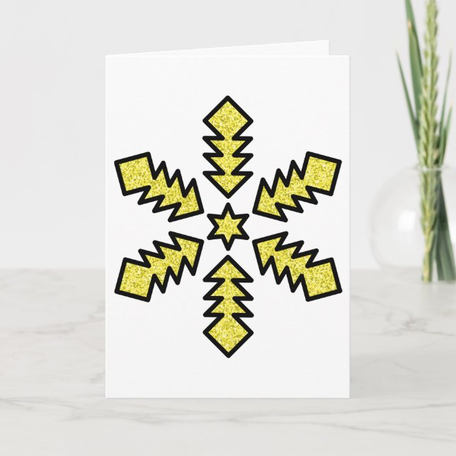 Carte Flocon de neige scintillant - Étoile jaune (Devant)