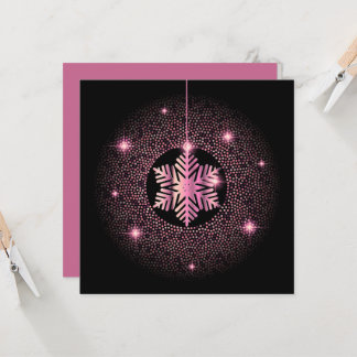 Carte Flocon de Neige Suspendu Brillants sur Fond Noir