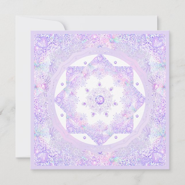 Carte flocon de neige violet clair et coeur étincelant (Devant)