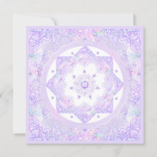 Carte flocon de neige violet clair et coeur étincelant