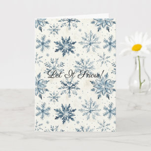 Carte Flocons de neige bleus crème Noël Laissez tomber l