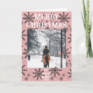 Carte Flocons de neige rose, marron.blanc