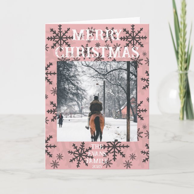 Carte Flocons de neige rose, marron.blanc (Devant)