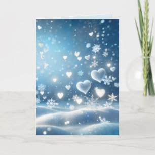 Carte Flocons de Noël et cœurs de neige