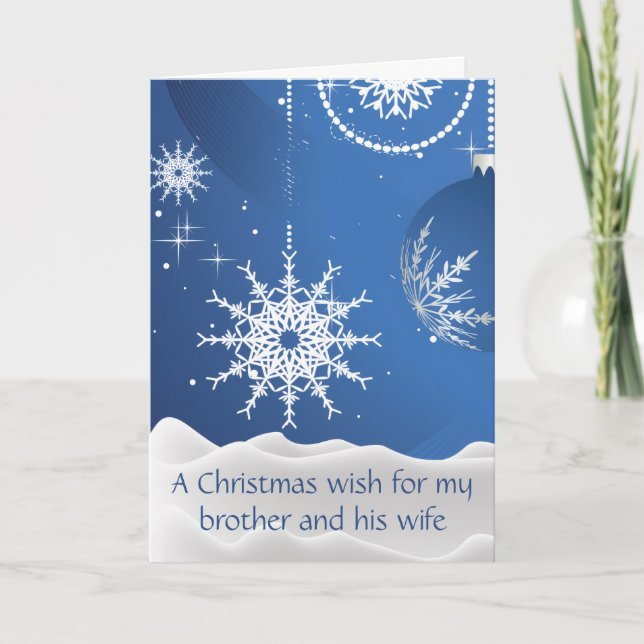 Carte Flocons de Noël pour Frère & Femme (Devant)