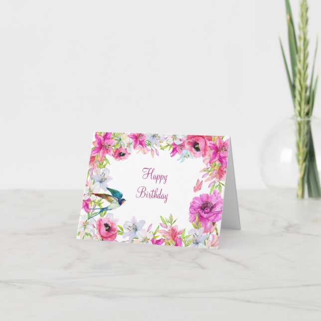 Carte Floraison rose artistique (Devant)