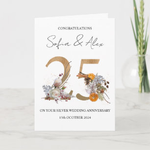 Carte Floral 25e anniversaire mariage salutation