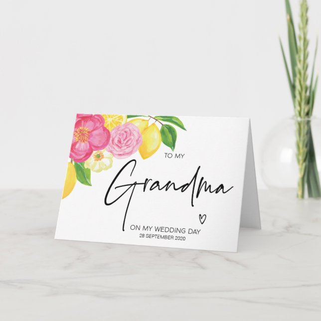 Carte Floral à ma grand-mère le jour de mon mariage (Devant)