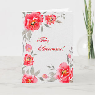 Carte Floral Aniversario en Español ¡Feliz Aniversario !