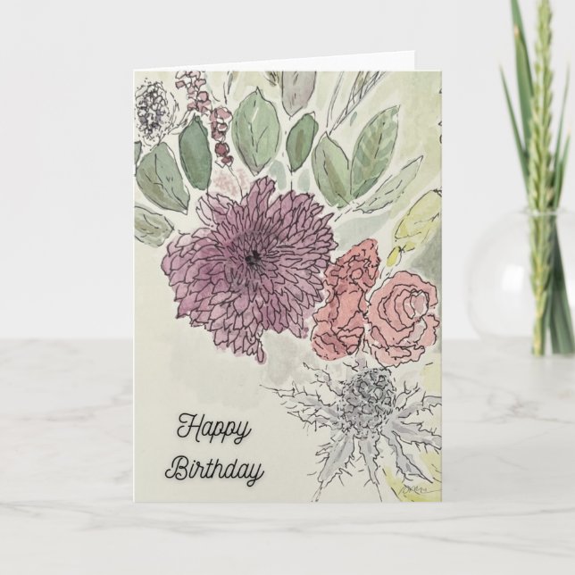 Carte Floral Arrangement Birthday Card (Devant)